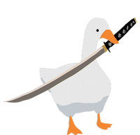 Duck with sword Duck wielding a Katana knife Goose Striped Beanie with Solid Band