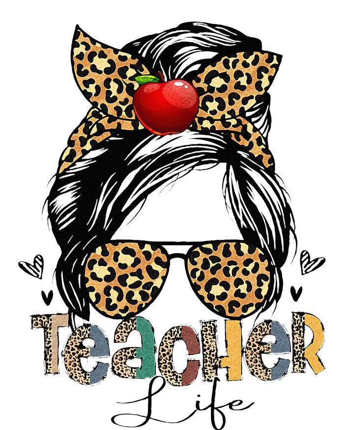 Back To School Teacher Life Messy Bun Leopard Teacher Wo Toddler T-Shirt