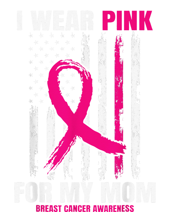 I Wear Pink For My Mom Breast Cancer Awareness American Flag Cooling Performance Long Sleeve Crew