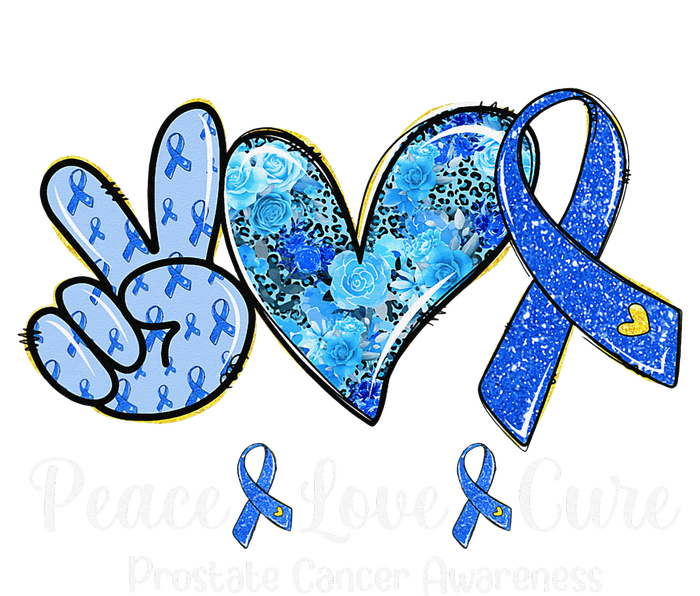 peace love cure blue ribbon prostate cancer awareness s Women's V-Neck T-Shirt