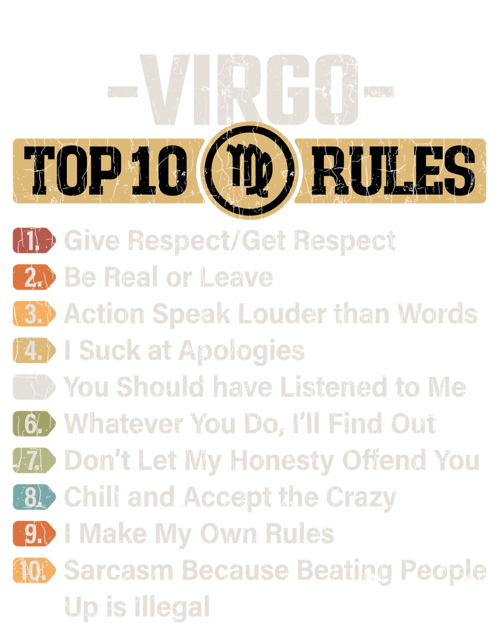 Zodiac Sign Funny Top 10 Rules Of Virgo Graphic Gift T-Shirt