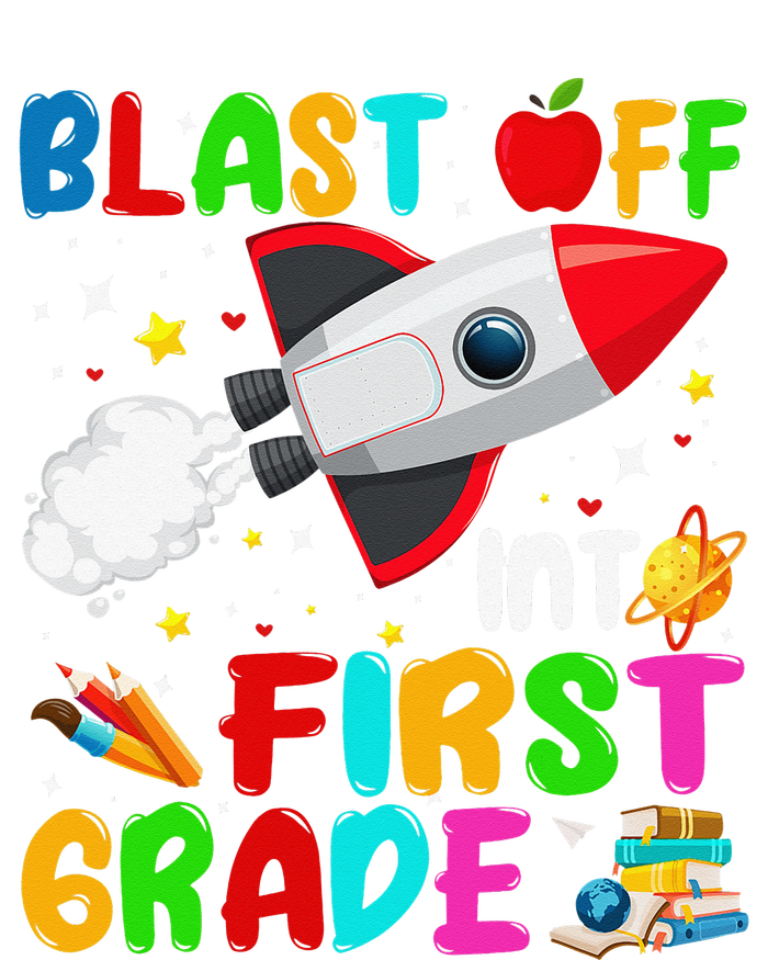 Blast Off Into First Grade Rocket Outer Space Back To School Dry Zone Grid Polo