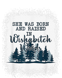 Bleached She was born and raised in wishabitch woods camper Women's V-Neck T-Shirt