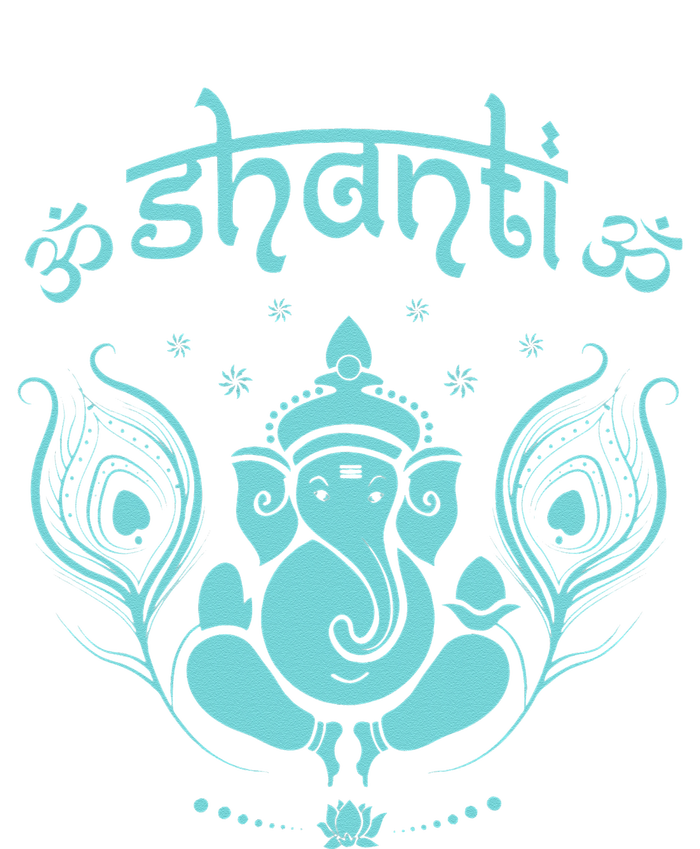 Womens Ganesh Lucky Elephant Peacock Feather & Lotus Shanti OM Yoga T-Shirt