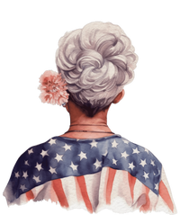 African American Messy Bun Old Lady USA Flag Flowers Full Zip Hoodie