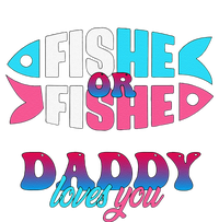 Gender Reveal Ideas Fishe Or Fishe Daddy Loves You Fishing Striped Beanie with Solid Band