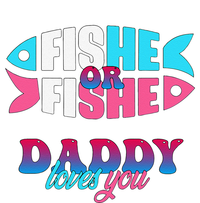 Gender Reveal Ideas Fishe Or Fishe Daddy Loves You Fishing Striped Beanie with Solid Band