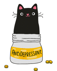 Black Cat Antidepressant  Morningstar Cute Kitten Paws T-Shirt