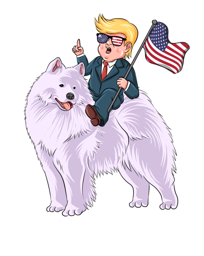 Trump Merica Riding A Samoyed Dog Patriotic 4th July Gift T-Shirt