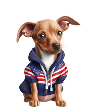 Pinscher Dog Puppy USA Flag Cute American Dogs 4th Of July Button