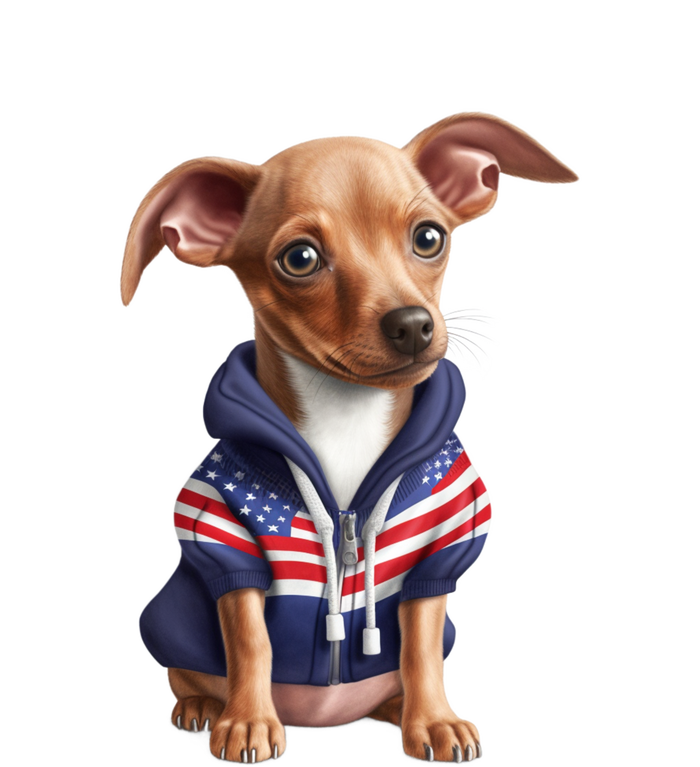 Pinscher Dog Puppy USA Flag Cute American Dogs 4th Of July Button