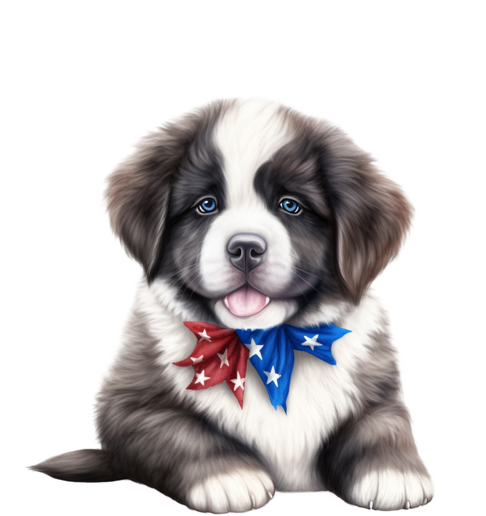 Newfoundland Dog Newfie Puppy USA Flag American Dogs 4th Of July Kids Hoodie