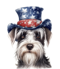 Schnauzer Dog Puppy USA Flag Cute Schnauzer Puppy Women's Fleece Hoodie