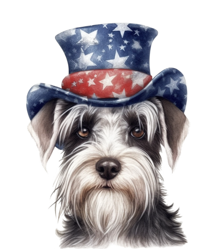 Schnauzer Dog Puppy USA Flag Cute Schnauzer Puppy Women's Fleece Hoodie