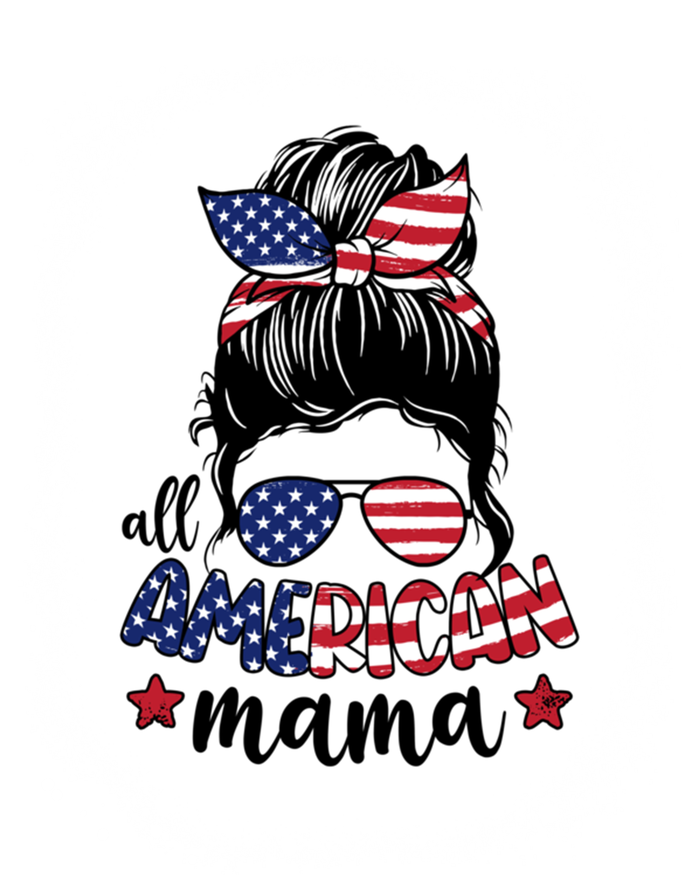 All American Mama Messy Bun Patriotic Mom Life Bleached Gift Women's Racerback Tank