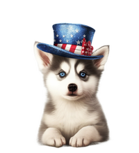 Husky Dog USA Flag Cute Husky Puppy Hat Huskies T-Shirt