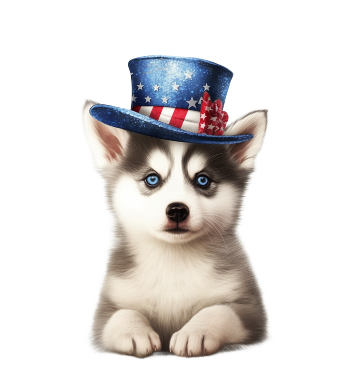 Husky Dog USA Flag Cute Husky Puppy Hat Huskies T-Shirt