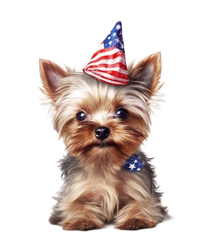 Yorkshire Terrier Dog Cute Yorkshire Terrier Puppy USA Flag Yorkie Women's Racerback Tank