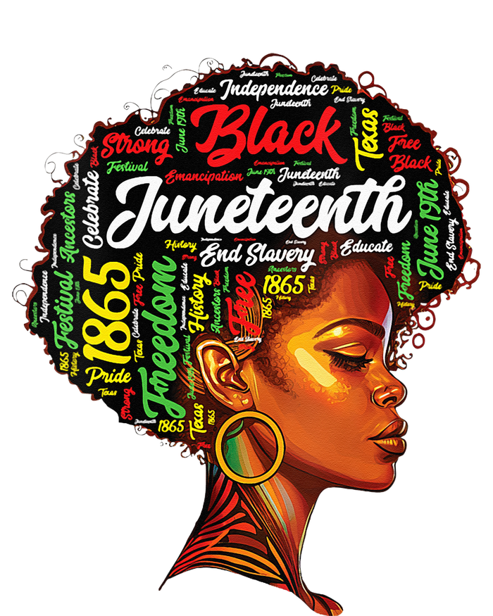 Womens Black History Afro Queen Melanin Word Art Womens Juneteenth Premium T-Shirt