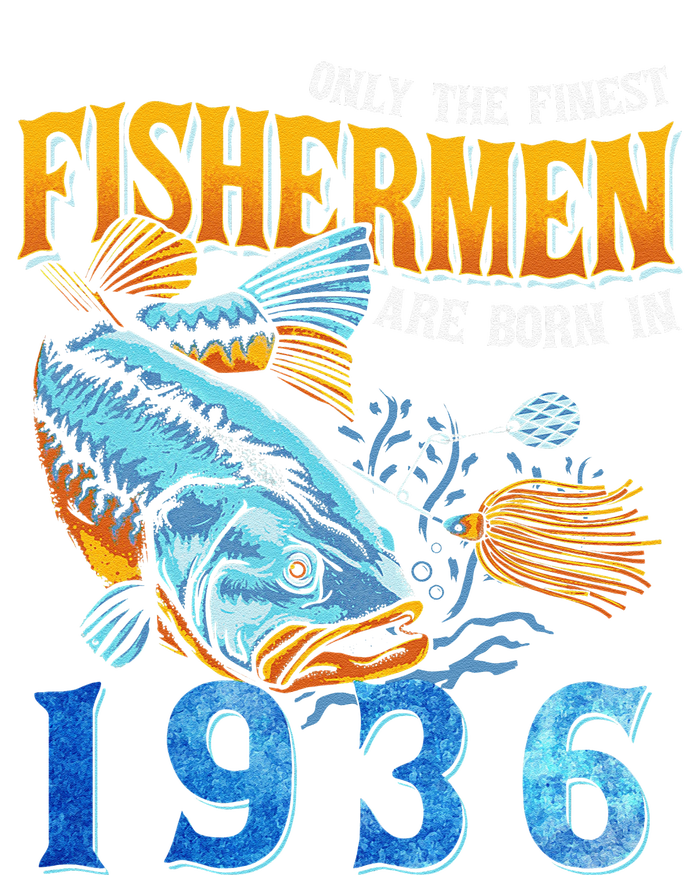 Retro Vintage Fisherman Are Born In 1936 Fishing Birthday T-Shirt