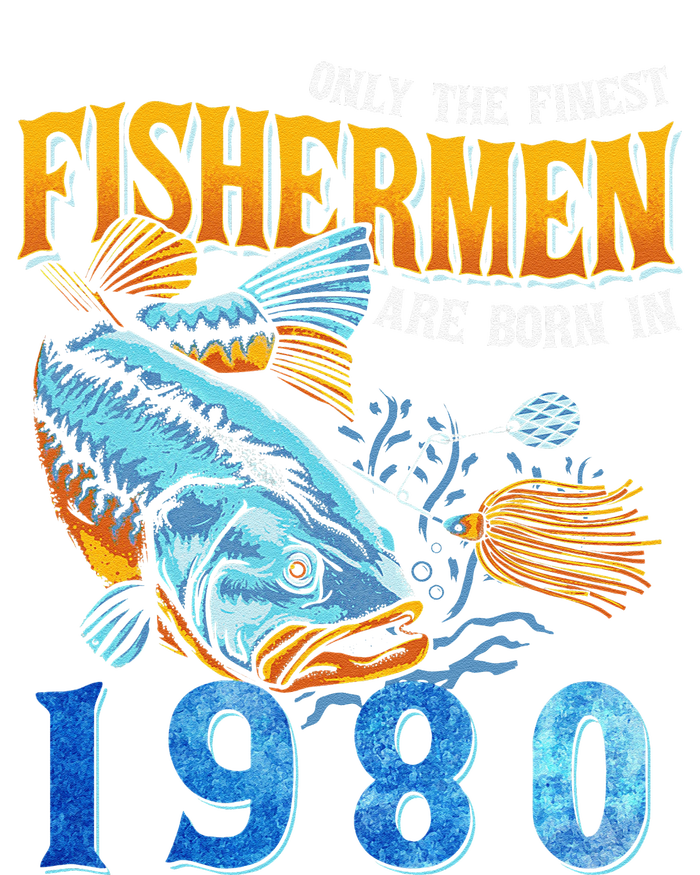 Retro Vintage Fisherman Are Born In 1980 Fishing Birthday T-Shirt