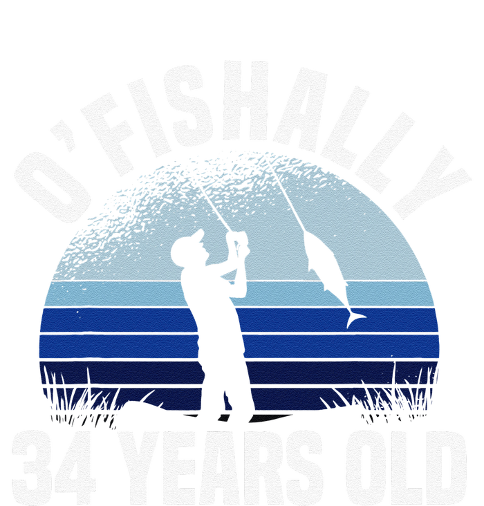 Ofishally 34 Years Old Fisherman 34th Birthday Fishing High Crown Mesh Back Trucker Hat