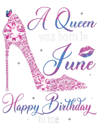 Womens A Queen Was Born In June Happy Birthday To Me High Heel Kids Long Sleeve Shirt