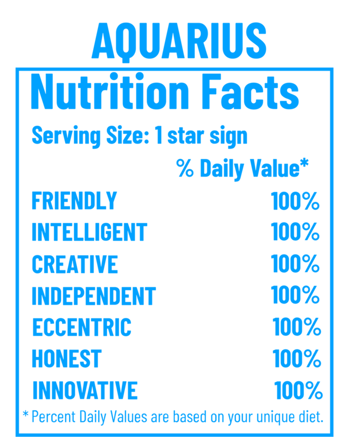 Funny Aquarius Zodiac Sign Nutrition Facts Quariuses Gift Premium Hoodie