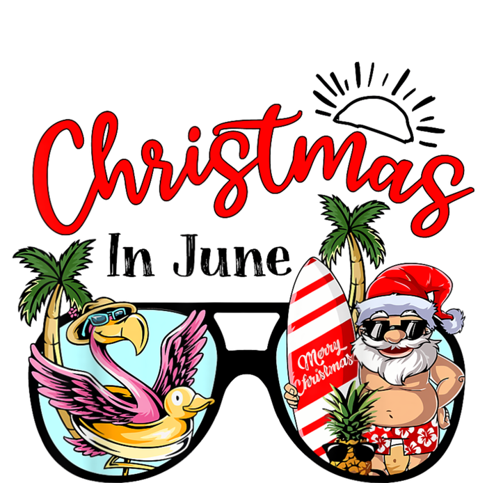 Christmas In June Sunglasses Santa Flamingo Summer Vacation T-Shirt