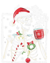 Christmas Skeleton With Smiling Skull Drinking Coffee Latte T-Shirt