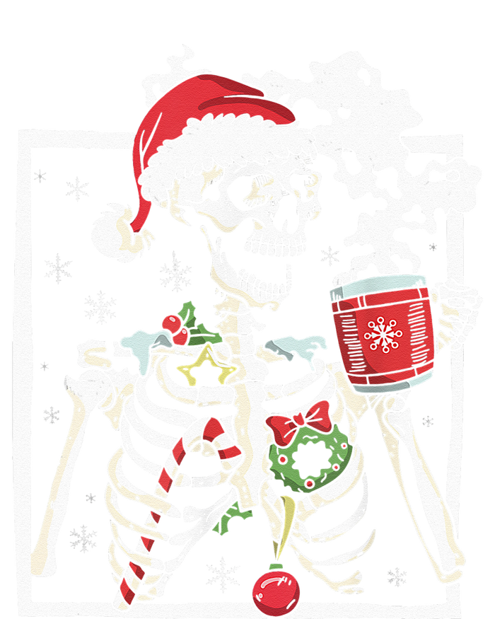 Christmas Skeleton With Smiling Skull Drinking Coffee Latte T-Shirt