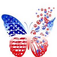 Butterfly Patriotic Peace Signs 4th Of July American Flag Funny Gift T-Shirt