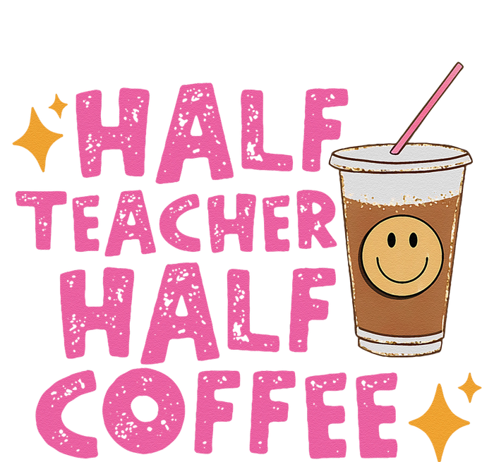 Half Teacher Half Coffee Teacher Coffee Teach Repeat Crop Fleece Hoodie