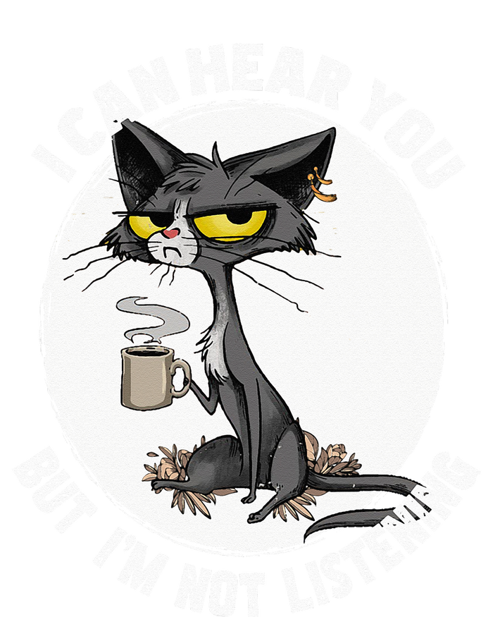 Funny Cat I Can Hear You But Im Listening Cat And Coffee Button