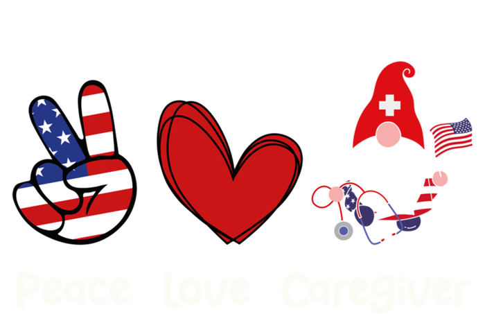 Peace Love Caregiver Life Patriotic Nurse 4th Of July Gnome Funny Gift Premium T-Shirt