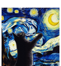 Starry Night Cat Van Gogh CatBlack Cat T-Shirt