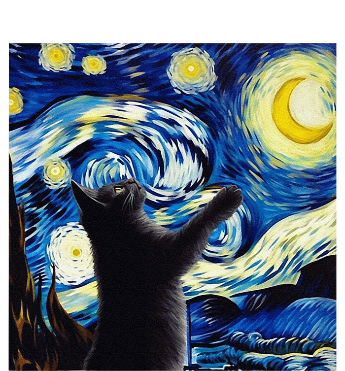 Starry Night Cat Van Gogh CatBlack Cat T-Shirt