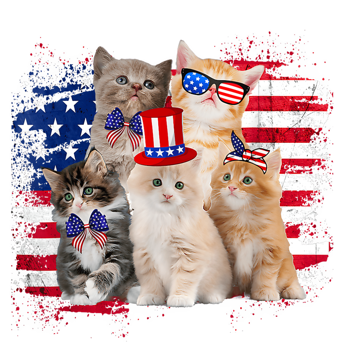 Funny Cat Patriotic USA Cat Lovers Cat Moms 4th July Valucap Bio-Washed Visor