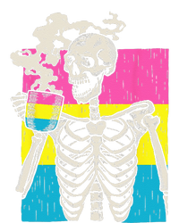 Skeleton Drinking Coffee LGBTQ Pansexual Pride Pan Flag PosiCharge RacerMesh Polo