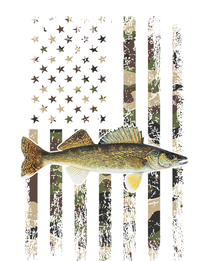 Walleye Camo American Flag Fishing Walleye Tank Top