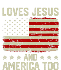 Loves Jesus And America Too USA Patriotic Christian Pom Pom 12in Knit Beanie