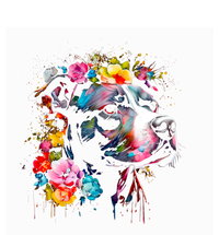 Watercolor Pitbull With Flowers Funny Gift T-Shirt