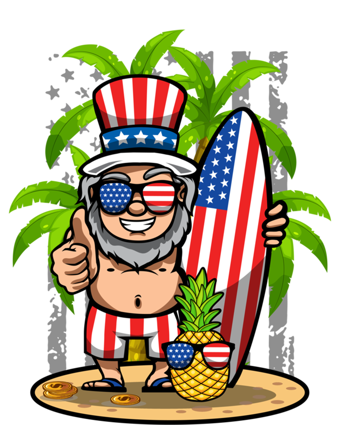 Uncle Sam Surfing America 4th Of July Pineapple Beach Vibe Gift Valucap Bio-Washed Visor