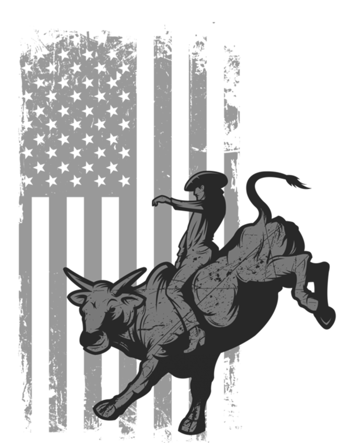 Vintage American Flag Bucking Bull Riding Patriotism Rodeo Funny Gift T-Shirt