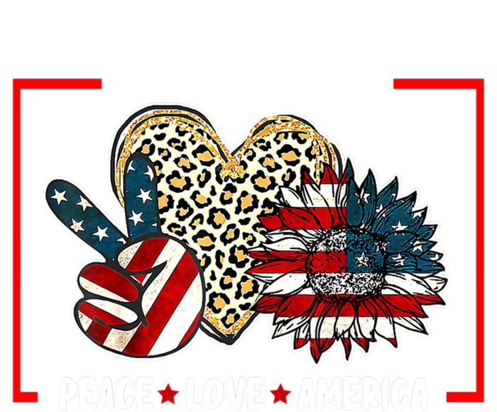 Peace Love America Sunflower Heart Leopard 4th Of July Gift T-Shirt