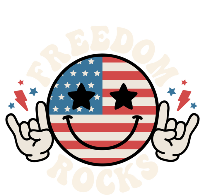 Freedom Rocks American Flag Funny Smile 4th Of July Groovy Gift Kids Sweatshirt