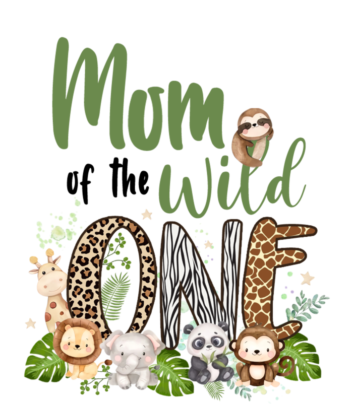 Mom Of The Wild One Zoo Birthday Safari Jungle Animal Striped Beanie with Solid Band