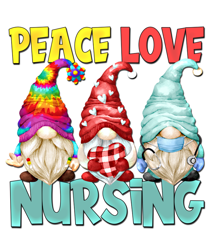 Funny New Nurse And Hippie Gnome Peace Love Nursing Great Gift Ladies Long Sleeve Shirt