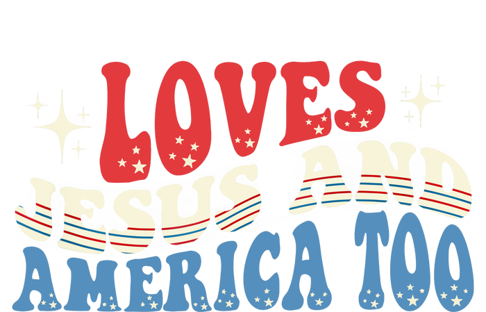 Loves Jesus And America Too God Christian Groovy 4th Of July Women's Perfect Tri Rocker Tank