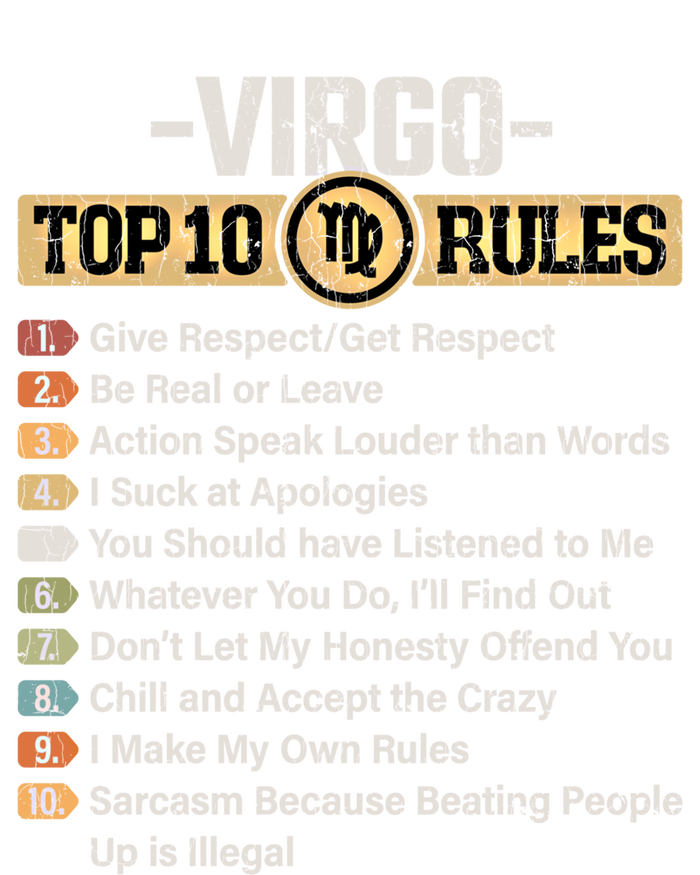 Zodiac Sign Funny Top 10 Rules Of Virgo Graphic Gift Women's T-Shirt